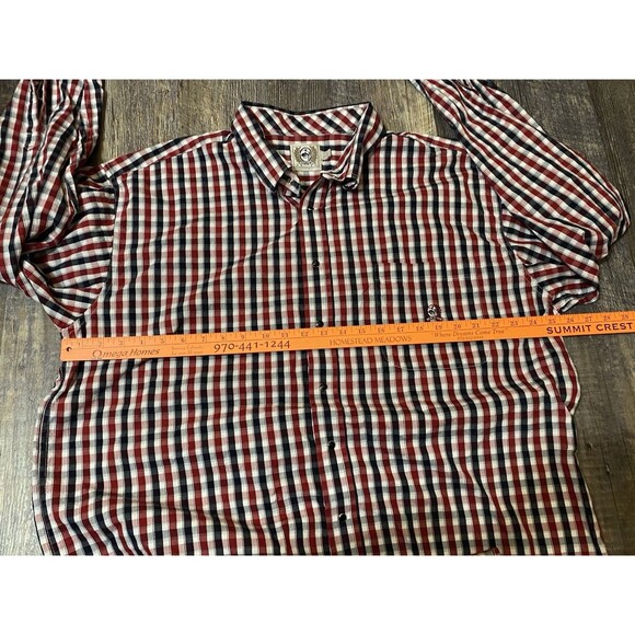 Cinch Men Button Up Shirt 2XL Red Plaid Pearl Snap Logo Long Sleeve - Picture 7 of 8